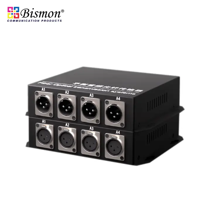 4-Ch-Audio-XLR-1-way-to-fiber-optic-Single-mode-20km